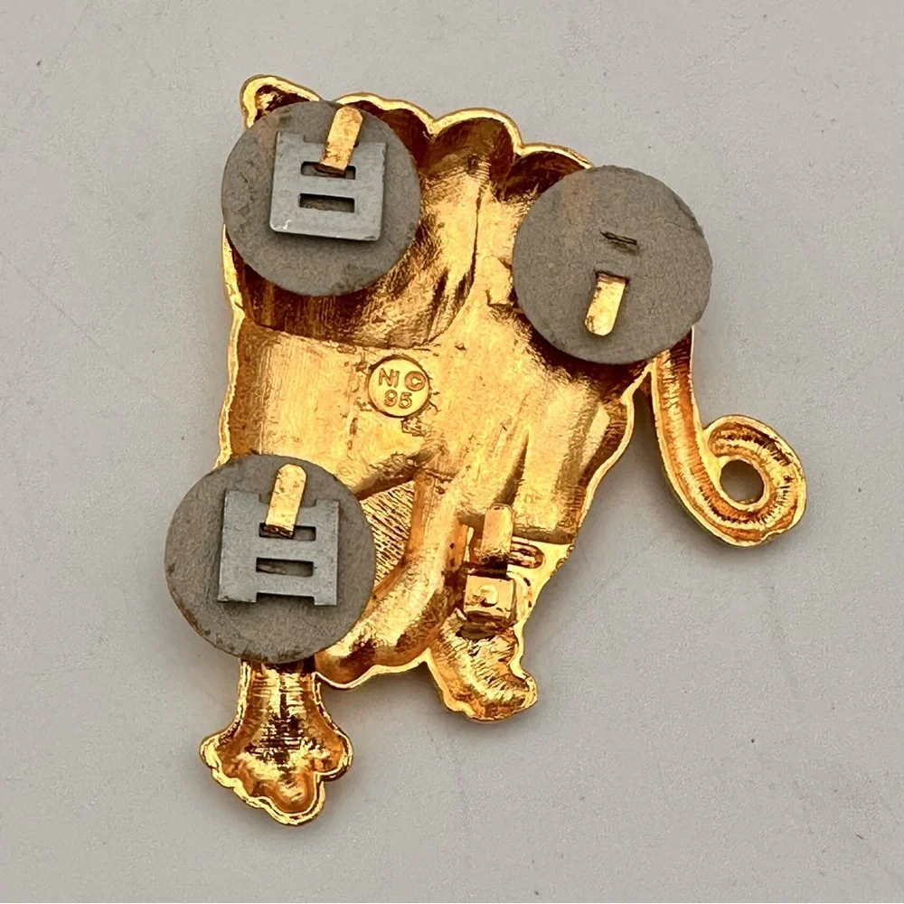 Vintage Gold Tiger Belt Buckle Signed “Ni © 95” Bold Statement Accessory